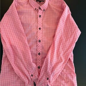 Jared Lang Pink Plaid Casual Shirt